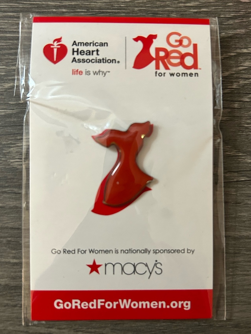 Macy’s Pin Go Red for Women Heart Disease dress